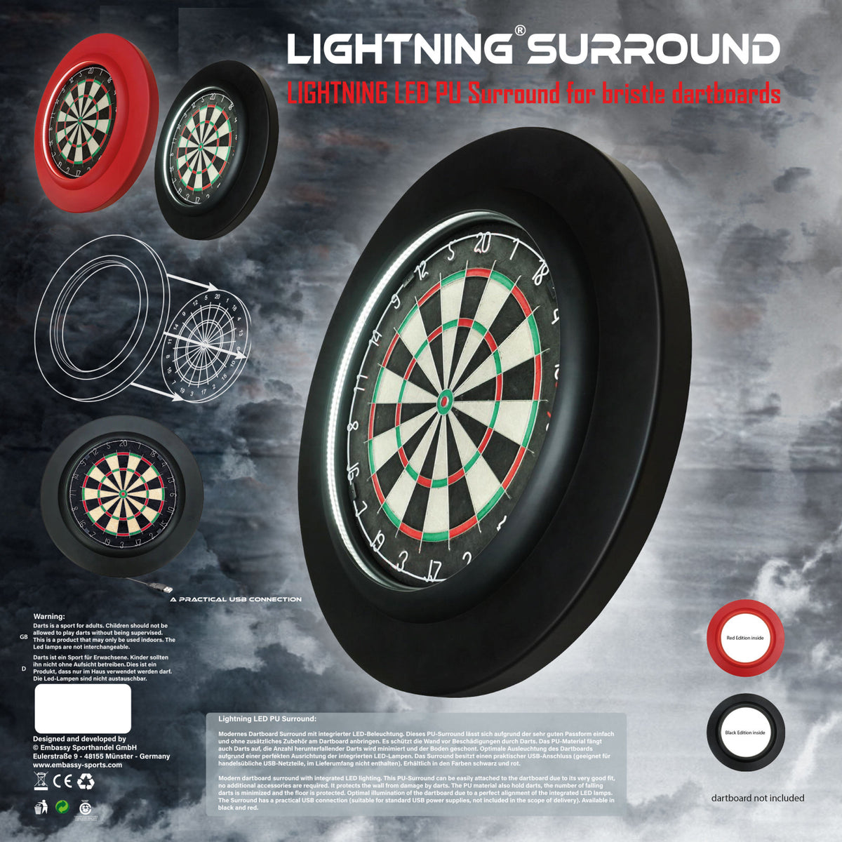Lightning LED PU Surround Black